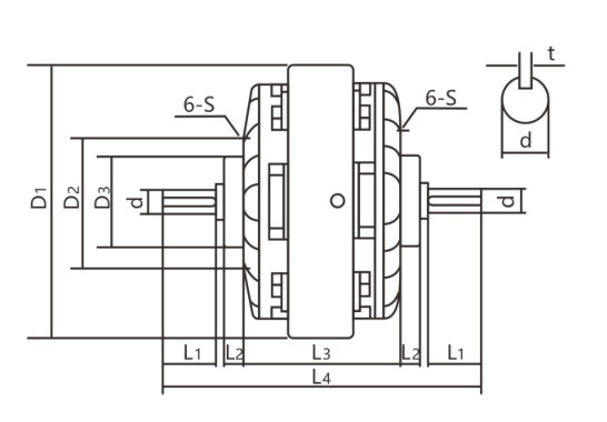 ZD-SZ双轴系列磁粉离合器机械图纸